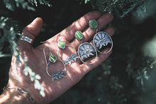 Load image into Gallery viewer, Bear Mountain Hoop Earrings | Kingman Turquoise + Sterling Silver
