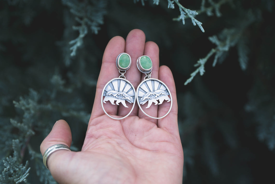 Bear Mountain Sunrise Stud Earrings | Kingman Turquoise + Sterling Silver