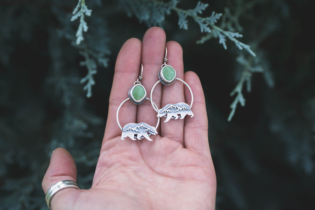 Bear Mountain Hoop Earrings | Kingman Turquoise + Sterling Silver