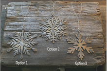 Load image into Gallery viewer, Rustic Brass + Sterling Silver Snowflake Wall or Window Ornament
