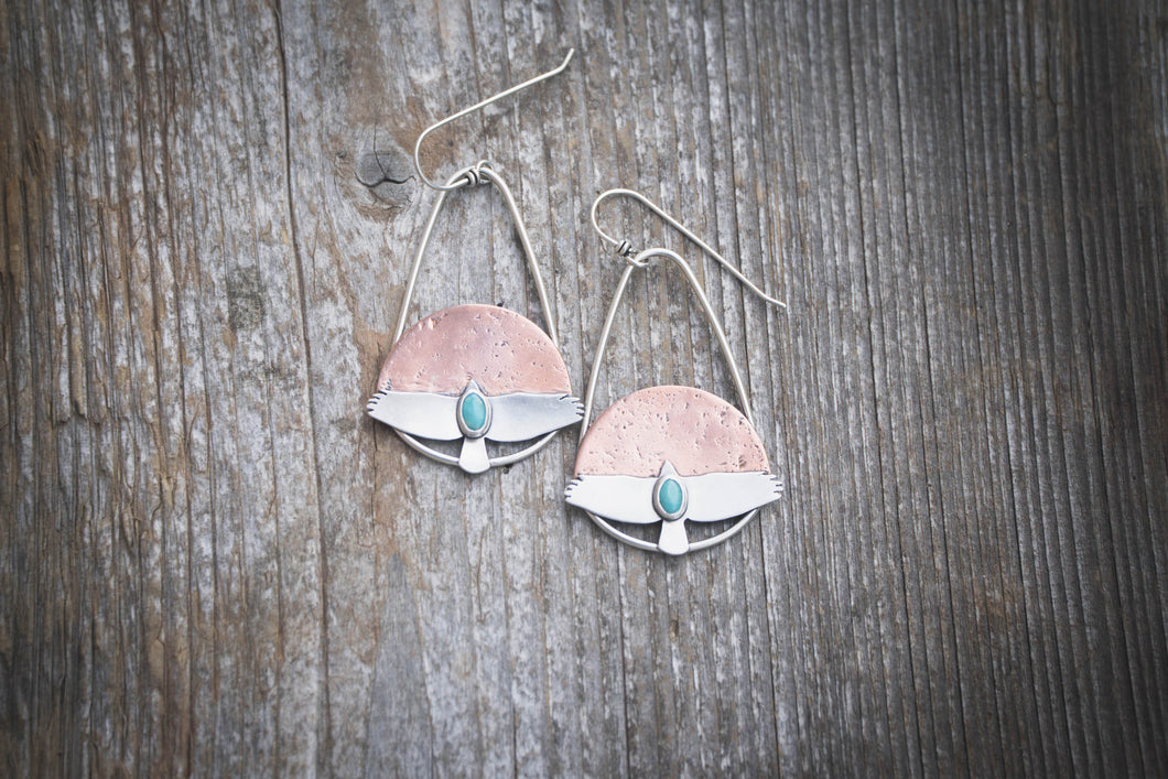 Sunrise Hawks with Turquoise | Sterling Silver + Copper