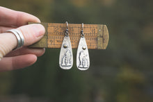 Load image into Gallery viewer, Coyotes in the Forest Earrings | Pair #2 | Sterling Silver + Brass
