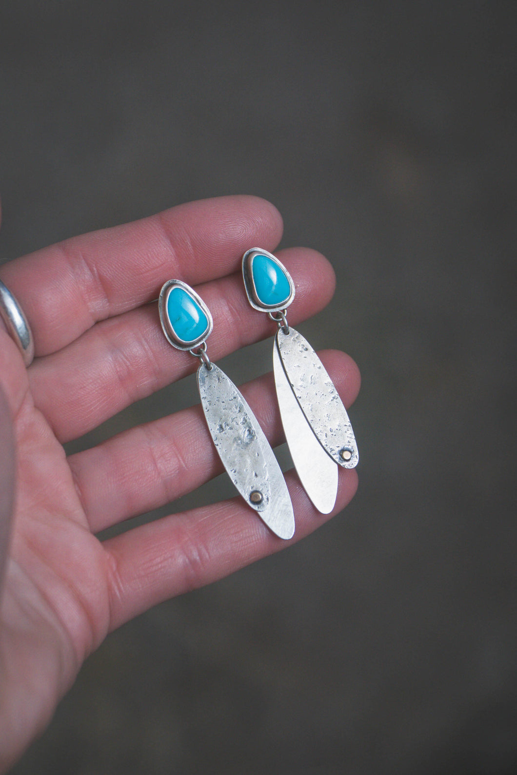 Sounds of Spring Stud Earrings #3 | Turquoise + Sterling Silver + 10K Gold