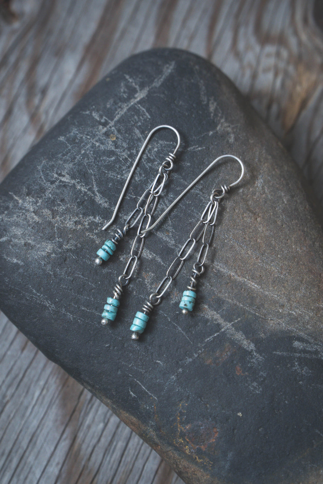 Turquoise Bead Earrings with Sterling Silver