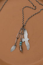 Load image into Gallery viewer, Hawk Charm Necklace | Turquoise + Sterling Silver
