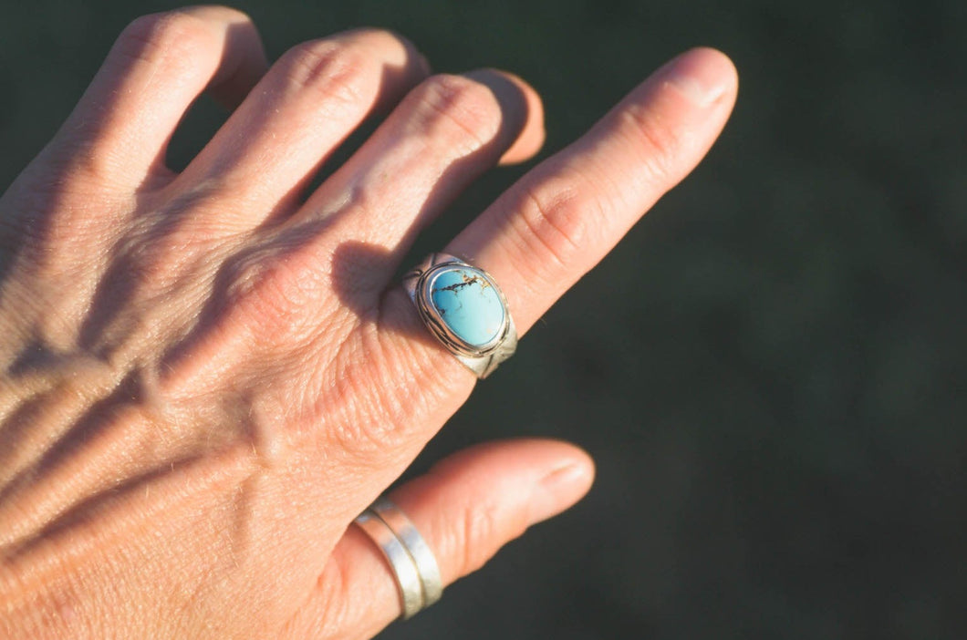 Steam is Rising Ring | Royston Turquoise + Sterling Silver | Fits a size 7.5
