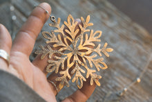 Load image into Gallery viewer, Rustic Brass + Sterling Silver Snowflake Wall or Window Ornament
