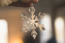 Load image into Gallery viewer, Rustic Brass + Sterling Silver Snowflake Wall or Window Ornament
