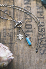 Load image into Gallery viewer, Snowflake and Kingman turquoise toggle necklace
