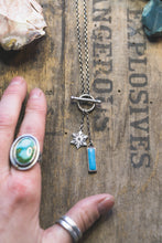 Load image into Gallery viewer, Snowflake and Kingman turquoise toggle necklace
