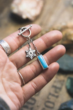 Load image into Gallery viewer, Snowflake and Kingman turquoise toggle necklace
