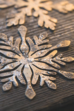 Load image into Gallery viewer, Rustic Brass + Sterling Silver Snowflake Wall or Window Ornament
