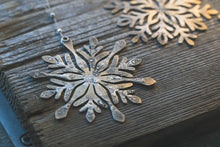 Load image into Gallery viewer, Rustic Brass + Sterling Silver Snowflake Wall or Window Ornament
