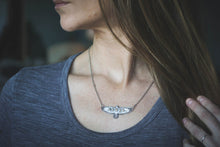 Load image into Gallery viewer, Moon Phase Hawk Necklace | Sterling Silver + Brass | Made to Order
