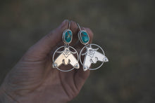 Load image into Gallery viewer, Cloud Mountain Turquoise + Sterling Silver / Moth Dangle Earrings
