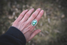 Load image into Gallery viewer, Sonoran Mountain Turquoise + Sterling Silver + 14K Gold Statement Ring / SIZE 6.75
