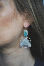 Load image into Gallery viewer, Cloud Mountain Turquoise + Sterling Silver / Moth Dangle Earrings
