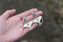 Load image into Gallery viewer, Kingman Turquoise + Sterling Silver / Luna Moth Stud Earrings

